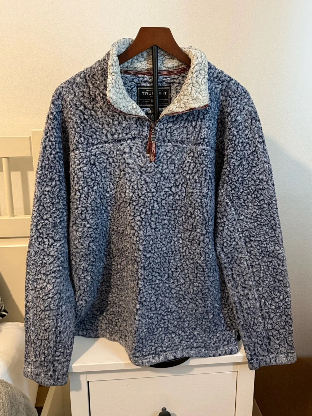 True Grit Men's Blue Sherpa Quarter-Zip with Cream Collar